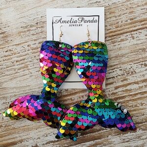 💜🩵Colorful Sequin Mermaid Tail Earrings💚🩷